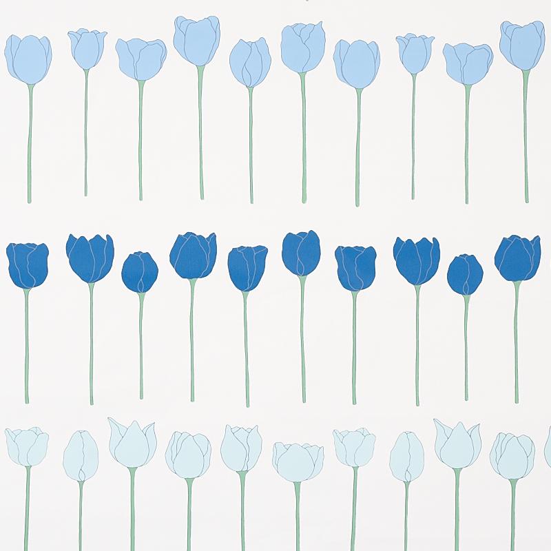 Schumacher Edie Blue Parrot Wallpaper