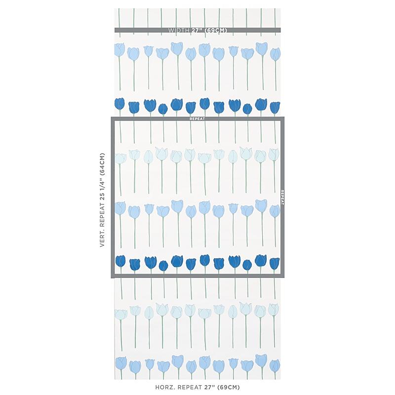 Schumacher Edie Blue Parrot Wallpaper