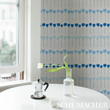 Schumacher Edie Blue Parrot Wallpaper