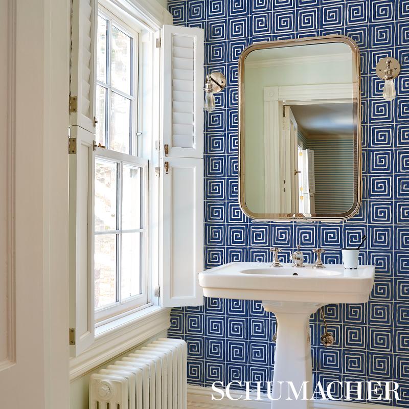 Schumacher Trousdale Midnight Blue Wallpaper