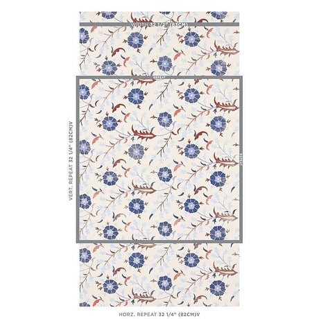 Schumacher Floralia Sisal Parchment Wallpaper