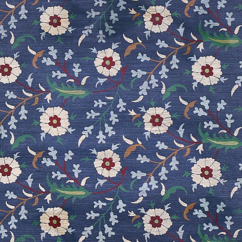 Schumacher Floralia Sisal Indigo Wallpaper