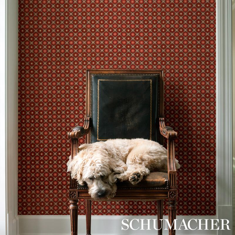 Schumacher Larissa Burgundy Wallpaper