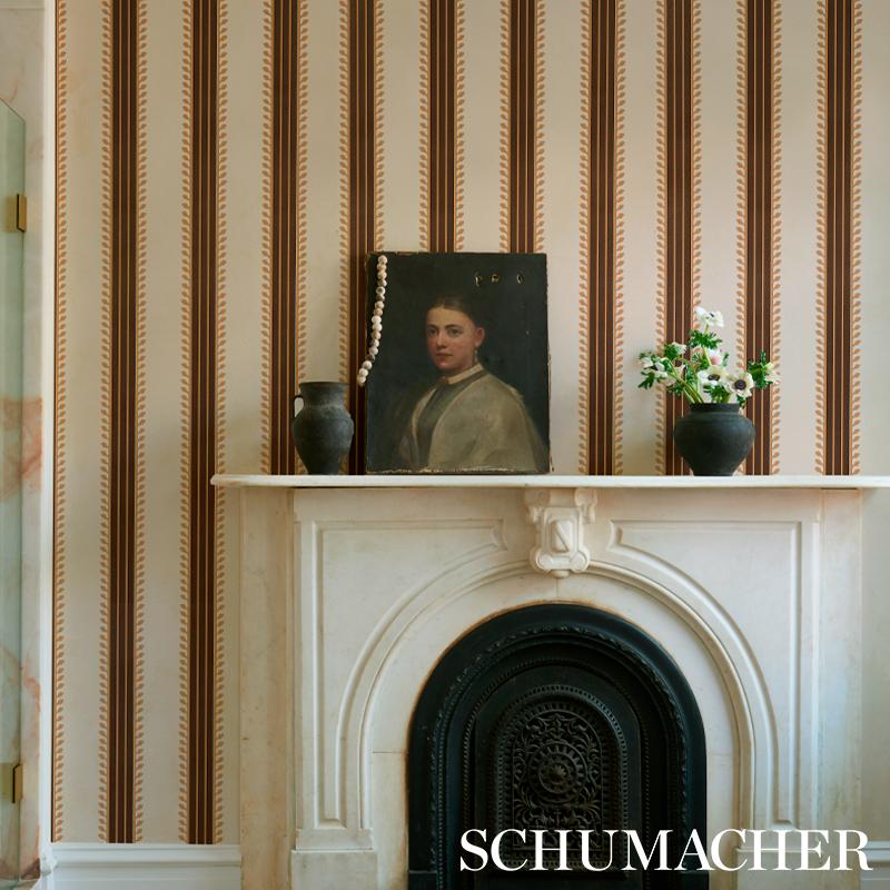 Schumacher Etruscan Stripe Brown Wallpaper