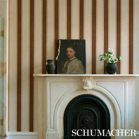 Schumacher Etruscan Stripe Brown Wallpaper