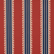 Schumacher Etruscan Stripe Red & Blue Wallpaper