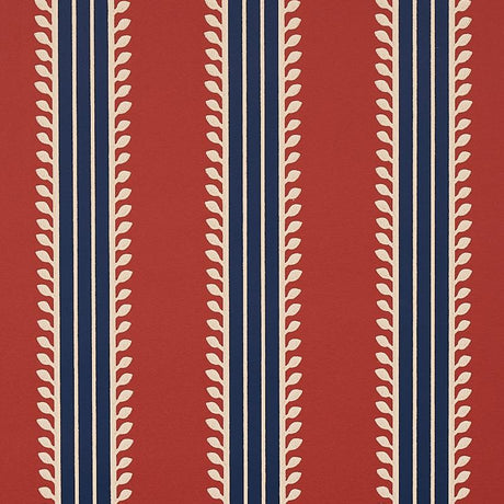 Schumacher Etruscan Stripe Red & Blue Wallpaper