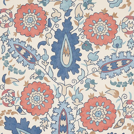 Schumacher Anatolia Blue & Red Wallpaper