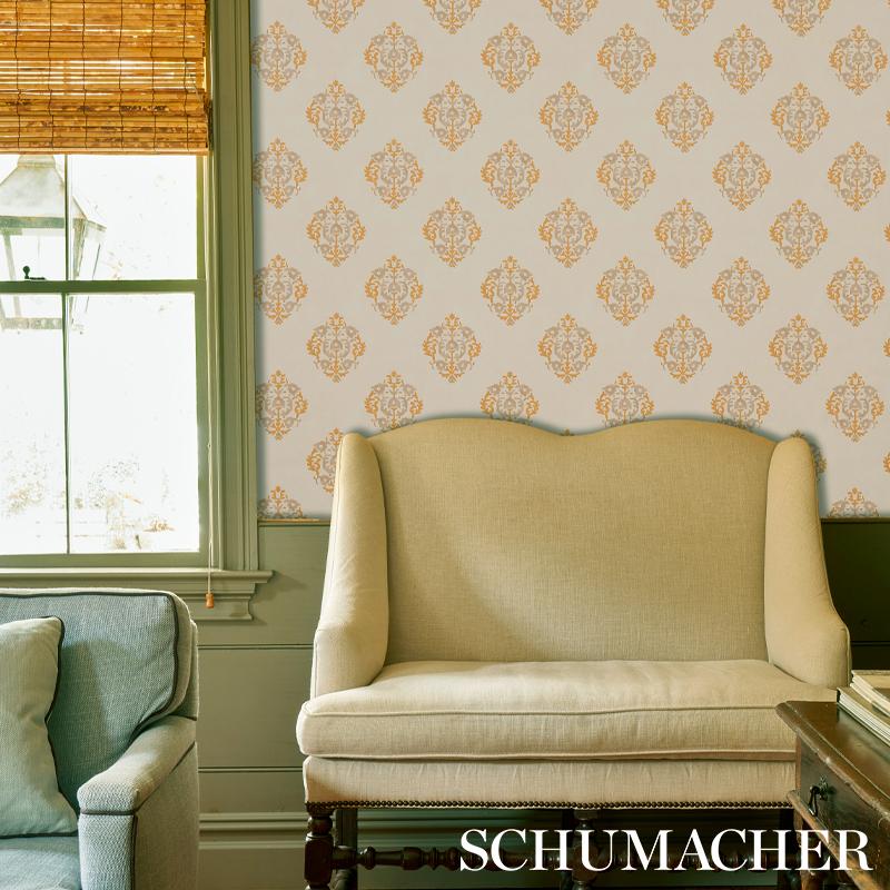 Schumacher Constantine Natural & Ocher Wallpaper