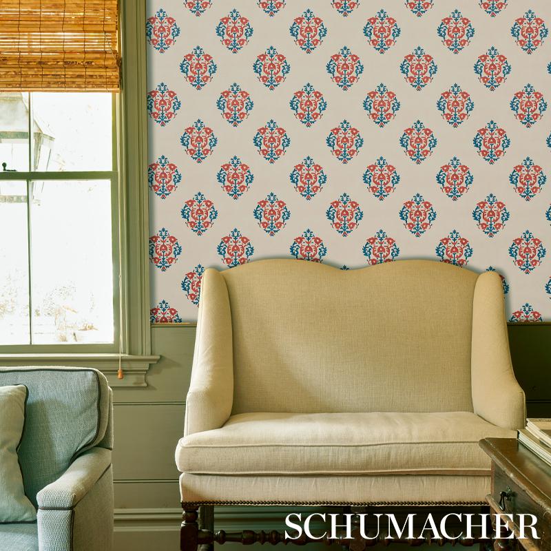 Schumacher Constantine Red & Blue Wallpaper