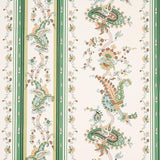Schumacher Elena Paisley Stripe Green Wallpaper