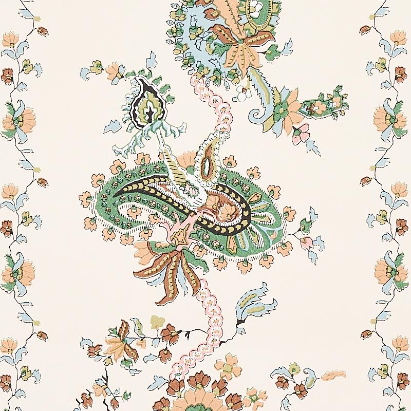Schumacher Elena Paisley Stripe Green Wallpaper
