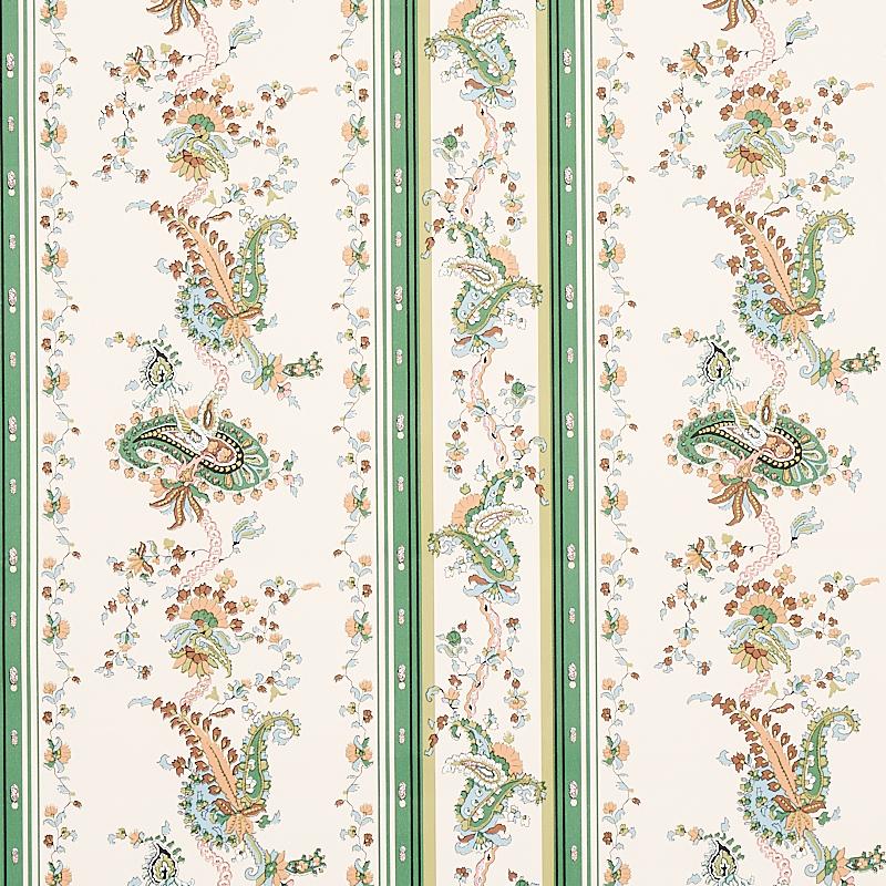 Schumacher Elena Paisley Stripe Green Wallpaper