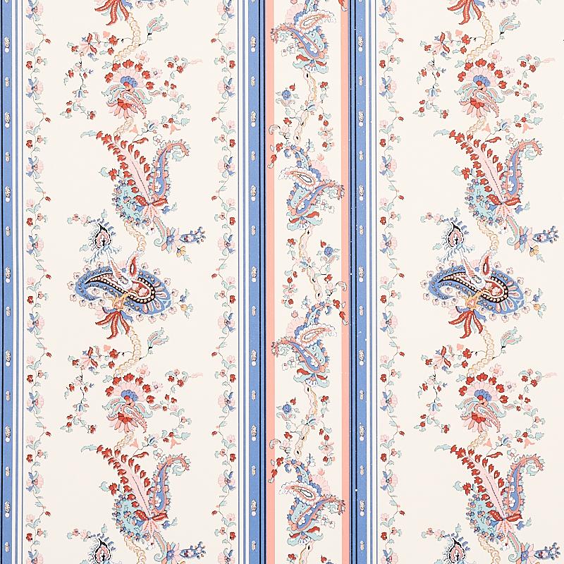 Schumacher Elena Paisley Stripe Blue Wallpaper