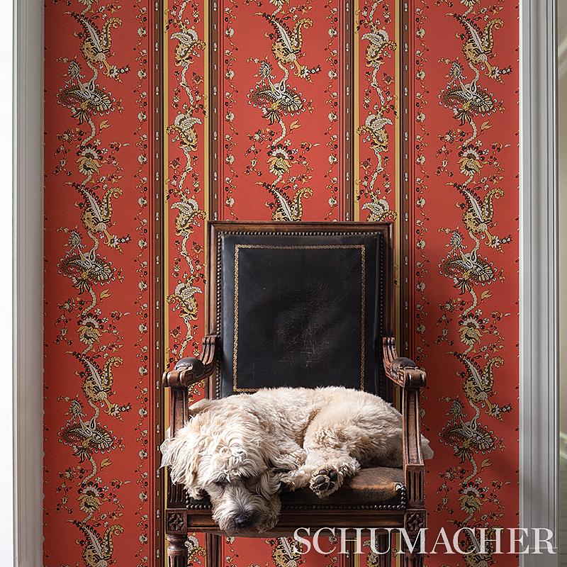 Schumacher Elena Paisley Stripe Pompeii Wallpaper