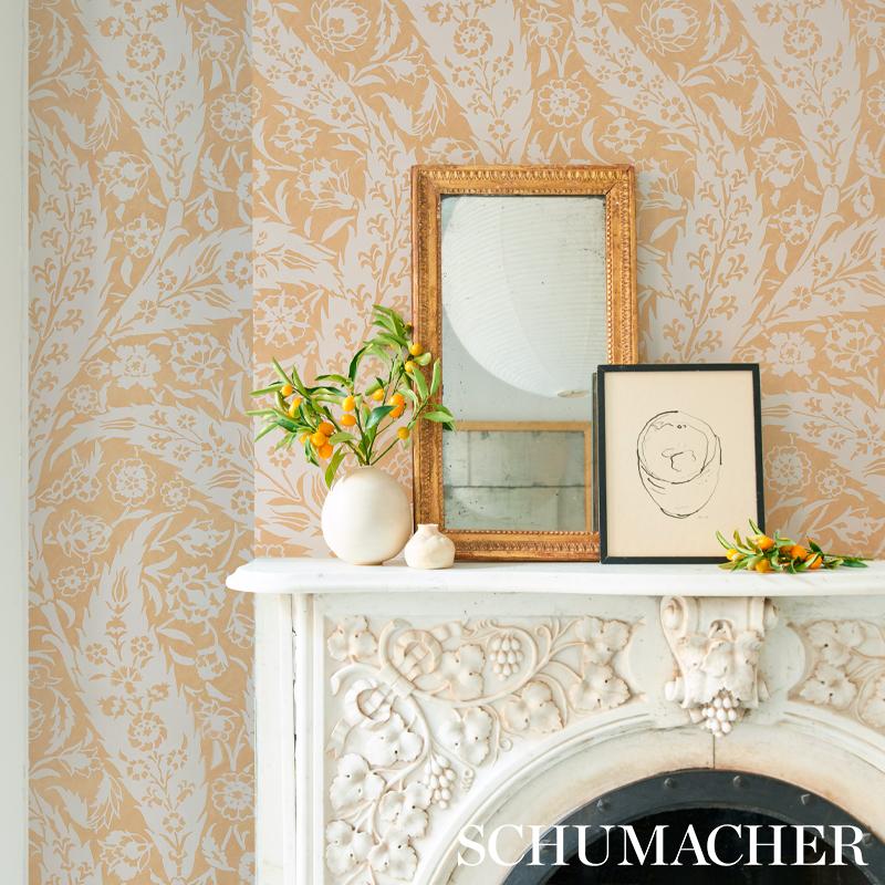 Schumacher Saz Paisley Ochre Wallpaper