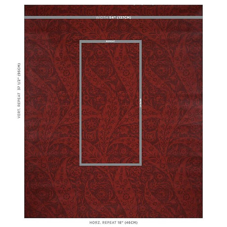 Schumacher Saz Paisley Burgundy Wallpaper