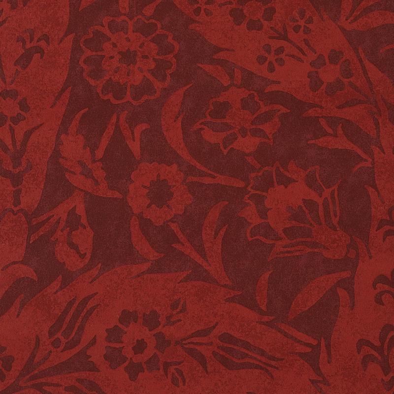 Schumacher Saz Paisley Burgundy Wallpaper