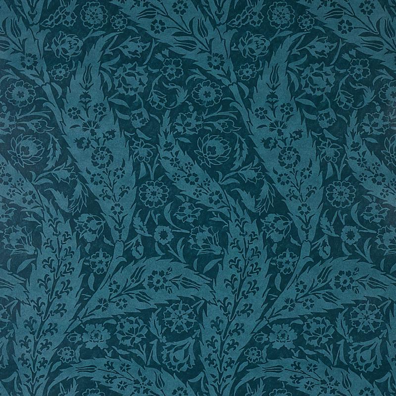 Schumacher Saz Paisley Peacock Wallpaper