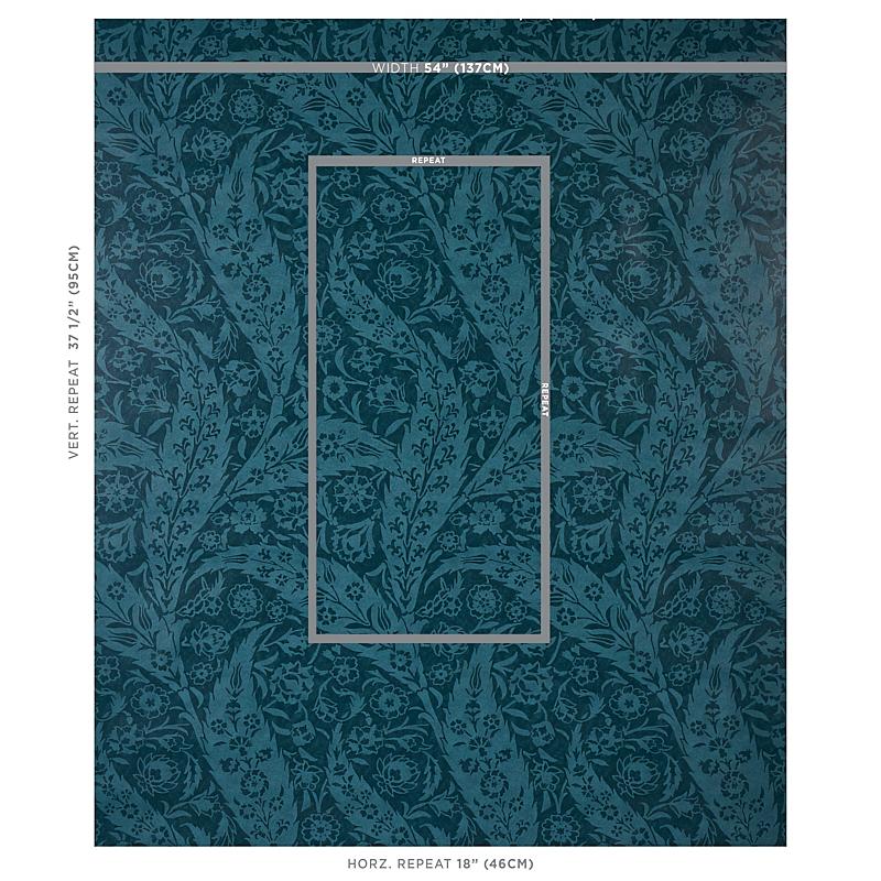 Schumacher Saz Paisley Peacock Wallpaper