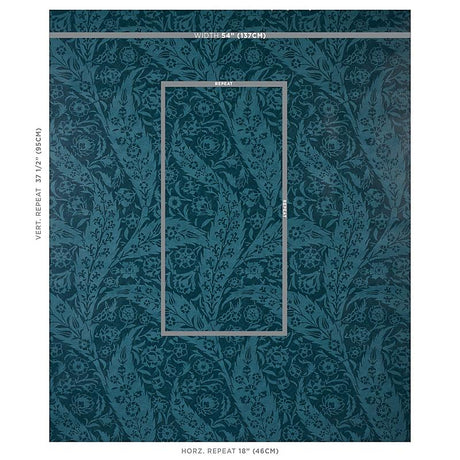 Schumacher Saz Paisley Peacock Wallpaper