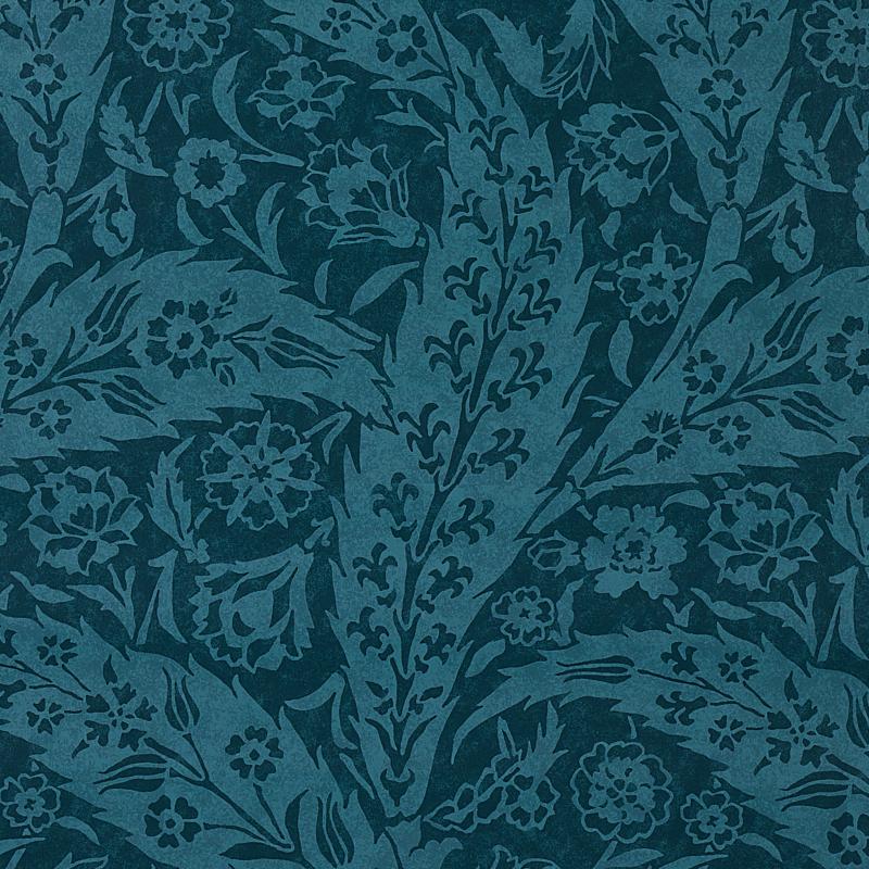 Schumacher Saz Paisley Peacock Wallpaper