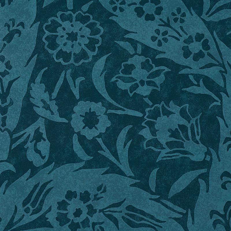 Schumacher Saz Paisley Peacock Wallpaper