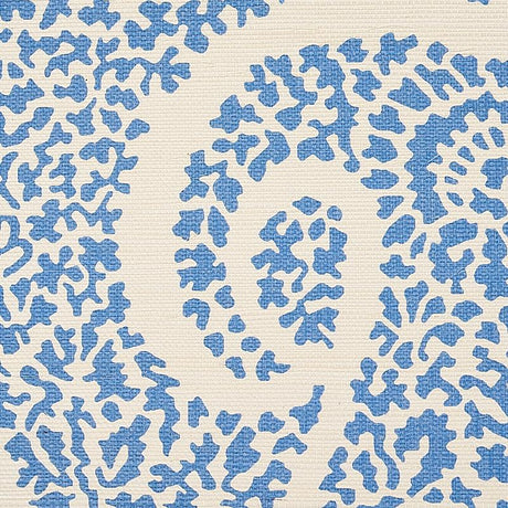Schumacher Ambala Paisley Sisal Bright Blue Wallpaper