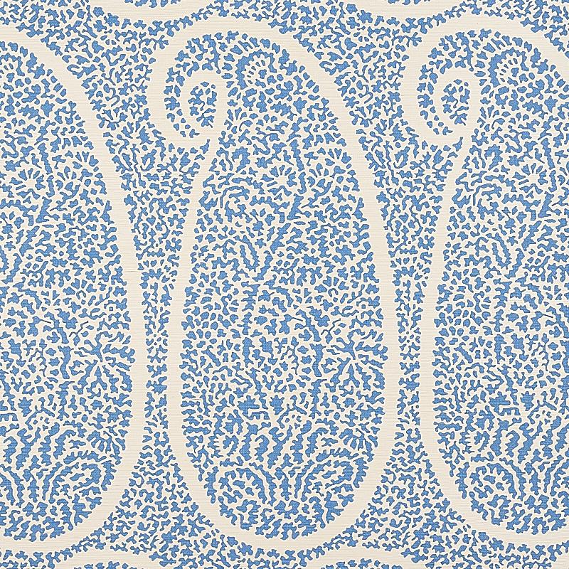 Schumacher Ambala Paisley Sisal Bright Blue Wallpaper