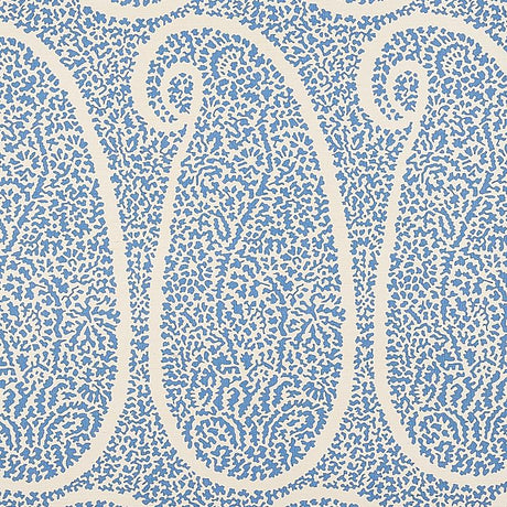 Schumacher Ambala Paisley Sisal Bright Blue Wallpaper