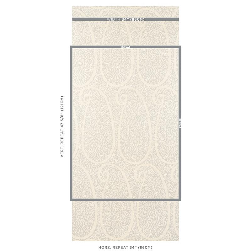 Schumacher Ambala Paisley Sisal Slate Wallpaper