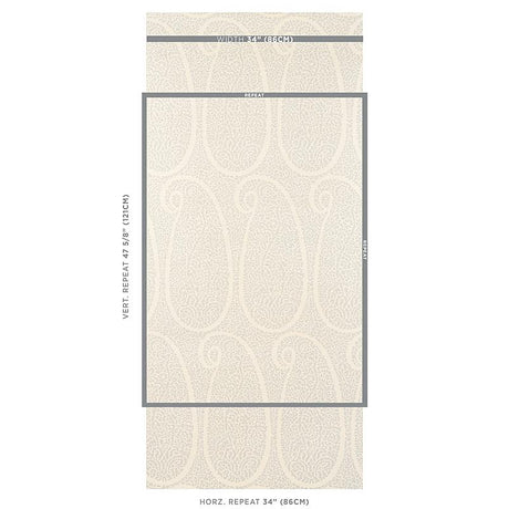 Schumacher Ambala Paisley Sisal Slate Wallpaper