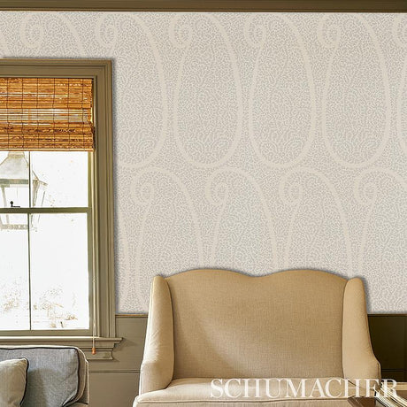 Schumacher Ambala Paisley Sisal Slate Wallpaper