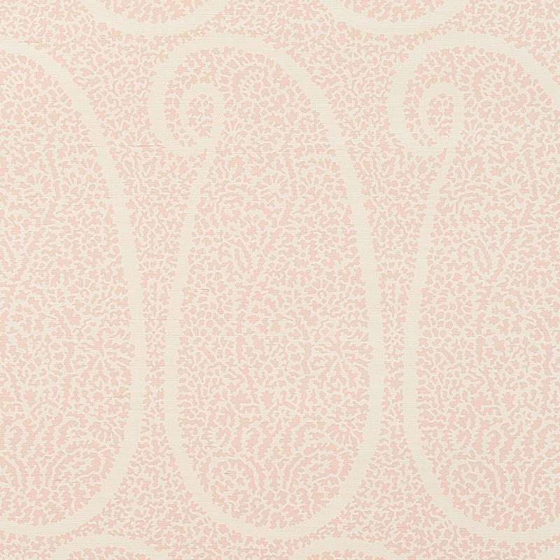 Schumacher Ambala Paisley Sisal Blush Wallpaper