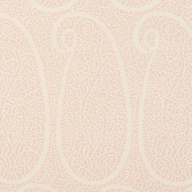 Schumacher Ambala Paisley Sisal Blush Wallpaper