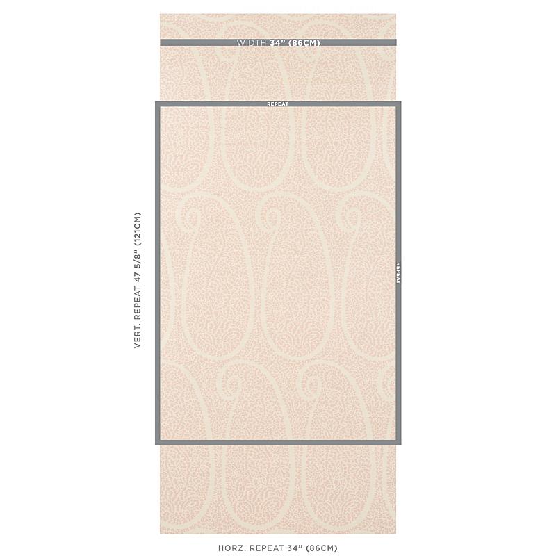 Schumacher Ambala Paisley Sisal Blush Wallpaper