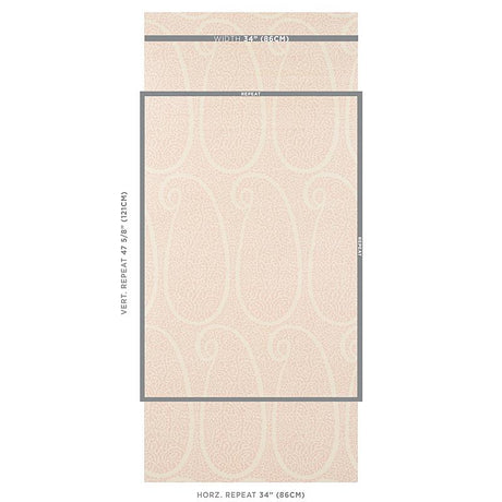 Schumacher Ambala Paisley Sisal Blush Wallpaper