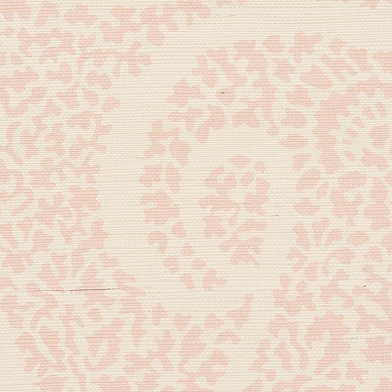 Schumacher Ambala Paisley Sisal Blush Wallpaper