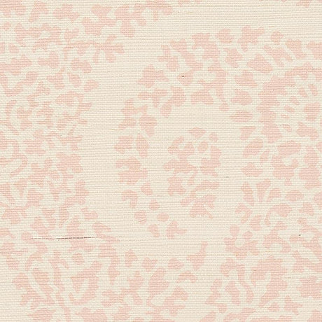 Schumacher Ambala Paisley Sisal Blush Wallpaper