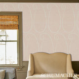 Schumacher Ambala Paisley Sisal Blush Wallpaper