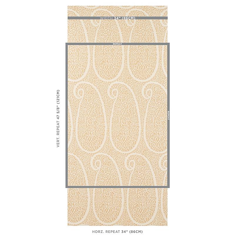 Schumacher Ambala Paisley Sisal Straw Wallpaper