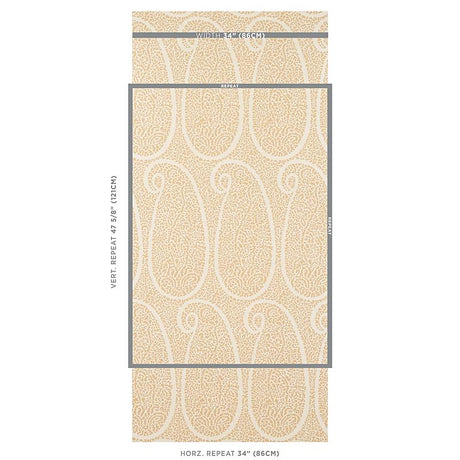 Schumacher Ambala Paisley Sisal Straw Wallpaper