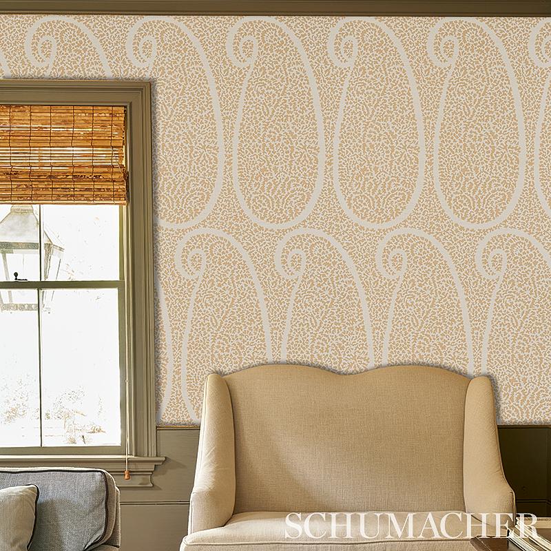 Schumacher Ambala Paisley Sisal Straw Wallpaper