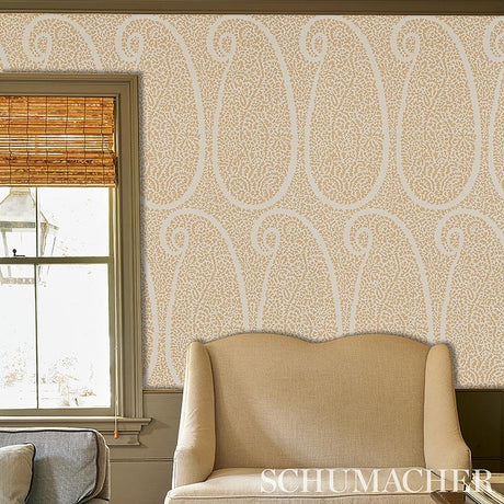 Schumacher Ambala Paisley Sisal Straw Wallpaper