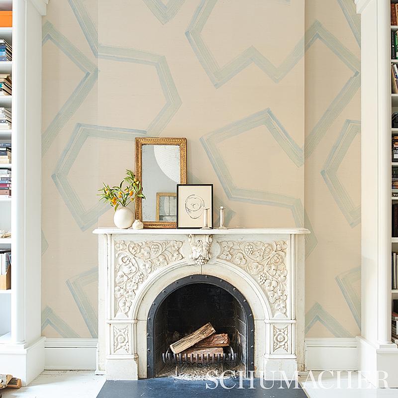 Schumacher Enzo Sisal Blue Wallpaper