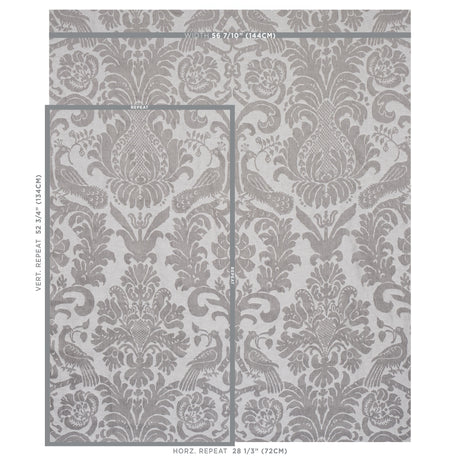 Schumacher Anna Damask Grey Fabric
