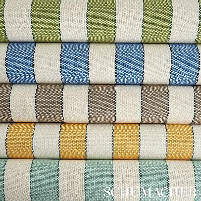Schumacher Blumont Stripe Indoor/Outdoor Aqua Fabric