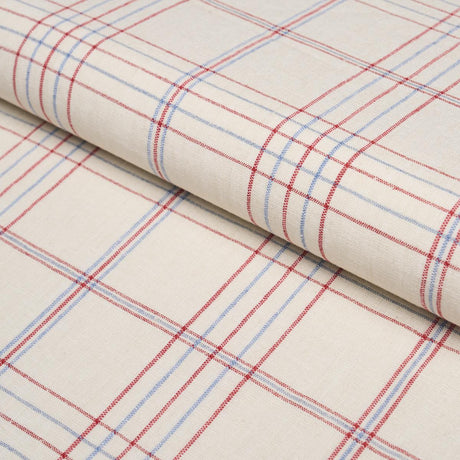 Schumacher Nils Plaid Linen Red Fabric