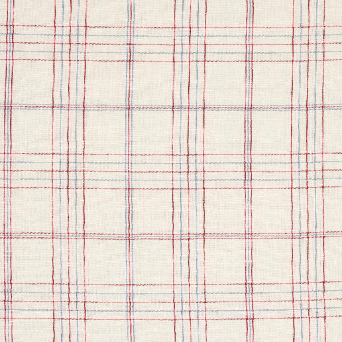 Schumacher Nils Plaid Linen Red Fabric