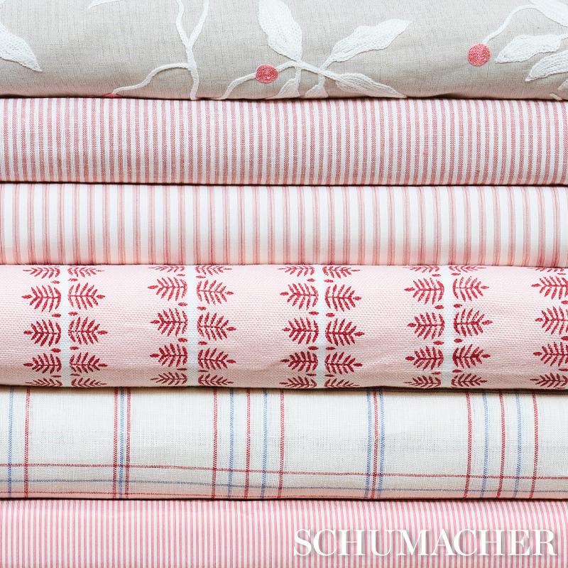 Schumacher Nils Plaid Linen Red Fabric
